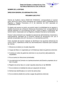 DIRECCIÓN GENERAL DE AERONÁUTICA CIVIL AUTORIDAD AERONÁUTICA CIVIL DE BOLIVIA DGAC  NOMBRE DE LA ENTIDAD