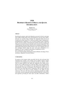 1920 PROPERTY RIGHTS IN PRICE AND QUOTE INFORMATION Ruben Lee Oxford Finance Group © Copyright 1999 Ruben Lee