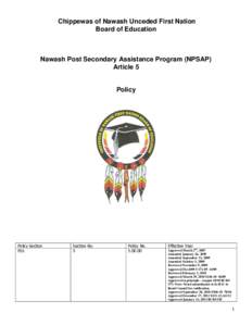 Chippewas of Nawash Unceded First Nation Board of Education Nawash Post Secondary Assistance Program (NPSAP) Article 5