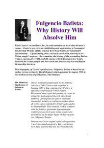 Fulgencio Batista: Why History Will Absolve Him