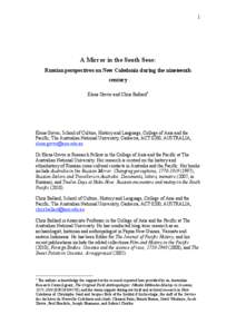 1  A Mirror in the South Seas: Russian perspectives on New Caledonia during the nineteenth century Elena Govor and Chris Ballard1