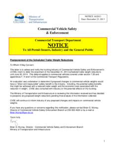 NOTICEDate: December 23, 2013 Commercial Vehicle Safety & Enforcement Commercial Transport Department