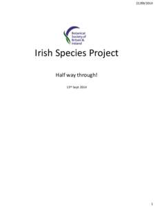 Irish Species Project Half way through! 13th Sept 2014