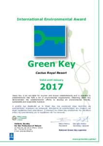 International Environmental Award  Green Key Cactus Royal Resort Valid until January