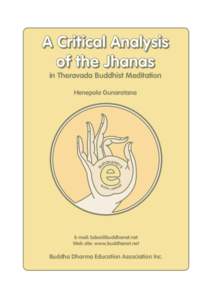 A Critical Analysis of the Jhanas in Theravada Buddhist Meditation Henepola Gunaratana  BO