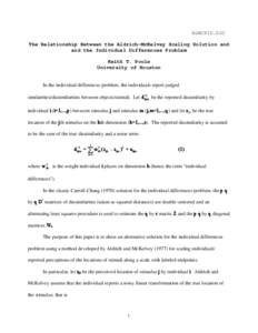 ALMCKID.DOC The Relationship Between the Aldrich-McKelvey Scaling Solution and and the Individual Differences Problem Keith T. Poole University of Houston