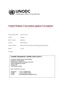 United Nations Convention against Corruption  Self-assessment Name: UNCAC Review