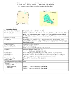 TOTAL MAXIMUM DAILY LOAD FOR TURBIDITY IN MIDDLE PONIL CREEK AND PONIL CREEK Summary Table New Mexico Standards Segment