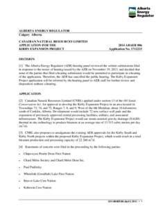 Decision[removed]: Canadian Natural Resources Limited, Application for the Kirby Expansion Project