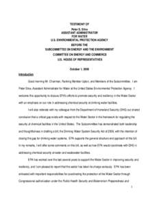 US EPA: OCIR: Testimony of Peter S. Silva, Assitant Administrator for Water,  October 1, 2009