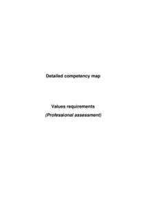 Detailed competency map  Values requirements (Professional assessment)  Fields of competency