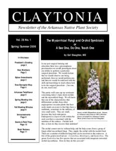 CLAYTONIA Newsletter of the Arkansas Native Plant Society Vol. 26 No. 1 Spring/Summer[removed]In this issue: