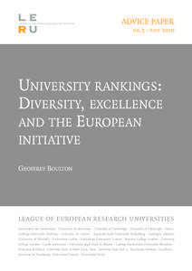 ADVICE PAPER NR.3 - JUNE[removed]UNIVERSITY RANKINGS: