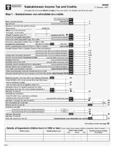 SK428  Saskatchewan Income Tax and Credits T1 General – 2007