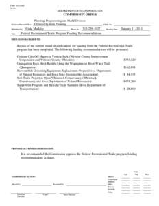 Microsoft Word - CM011110 Federal Recreational Trails Program Funding Recommendations.doc