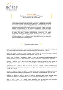 François CURY Professeur des universités (1ère classe) à l’Université de Toulon-Var François Cury, 49 ans, a été nommé professeur à l’université de Nice, puis à l’université de Toulon-Var dans laquelle