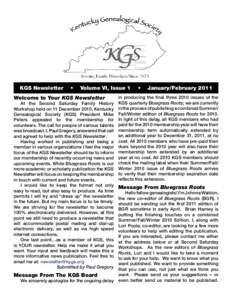 KGS Newsletter  • Volume VI, Issue 1