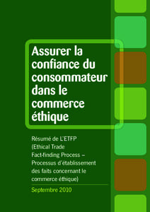 Assurer la conﬁance du consommateur dans le commerce éthique