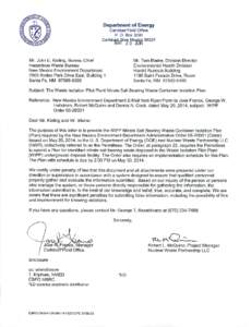 Waste Isolation Pilot Plant Nitrate Salt Bearing Waste Container Isolation Plan Prepared in Response to New Mexico Environment Department Administrative Order[removed]Issued May 20, 2014
