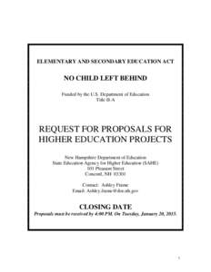 ELEMENTARY AND SECONDARY EDUCATION ACT  NO CHILD LEFT BEHIND Funded by the U.S. Department of Education Title II-A