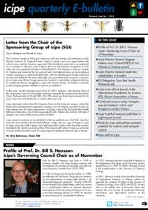 icipe quarterly e-bulletin Volume 4, Issue No. 1, 2014 Letter from the Chair of the Sponsoring Group of icipe (SGI) Dear colleagues and friends of icipe,