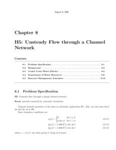 August 9, 2001  Chapter 8 H5: Unsteady Flow through a Channel Network Contents