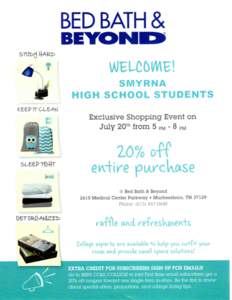 BED BATH & BEYONI SMYRNA HIGH SCHOOL STUDENTS Exclusive Shopping Event on