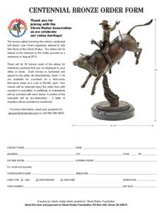 CENTENNIAL BRONZE ORDER FORM > Thank you for joining with the Clovis Rodeo Association