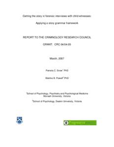 Getting the story in forensic interviews with child witnesses: Applying a story grammar framework