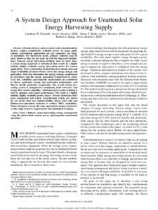 952  IEEE TRANSACTIONS ON POWER ELECTRONICS, VOL. 24, NO. 4, APRIL 2009 A System Design Approach for Unattended Solar Energy Harvesting Supply