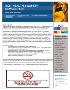 BCIT HEALTH & SAFETY NEWSLETTER March 2014, ISSUE 0314 BRITISH COLUMBIA INSTITUTE OF TECHNOLOGY