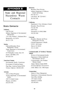 Arkansas  State and Regional Hazardous Waste Contacts State Contacts
