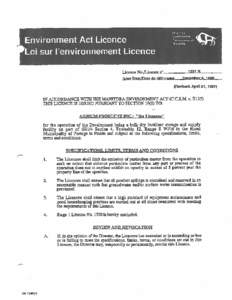 .1]nl!cJh,i  Environment Act Licence Lol sur I’environnement Licence  ‘*11