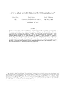 Why is infant mortality higher in the US than in Europe?∗ Alice Chen Emily Oster  Heidi Williams