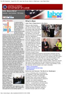 The DOL Newsletter - August 29, 2013: Labor Day Preview; March on Washington; Labor Rights Week