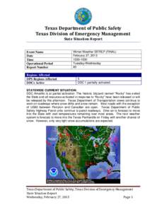 Texas Department of Public Safety Texas Division of Emergency Management State Situation Report Event Name Date