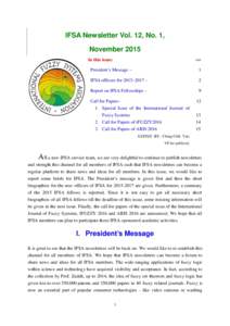 IFSA Newsletter Vol. 12, No. 1, November 2015 In this issue: page