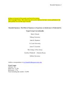 Bounded Openness 1  In Press at Journal of Personality and Social Psychology APA Copyright Notice: This article may not exactly replicate the final version published in the APA journal. It is not the copy of record.