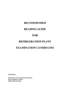 READING GUIDE FOR REFRIGERATION PLANT EXAMINATION CANDIDATES