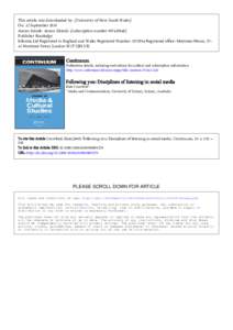 This article was downloaded by: [University of New South Wales] On: 12 September 2010 Access details: Access Details: [subscription numberPublisher Routledge Informa Ltd Registered in England and Wales Regist