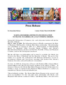 Microsoft Word - Press Release Liberia Sister States Delegation final.doc