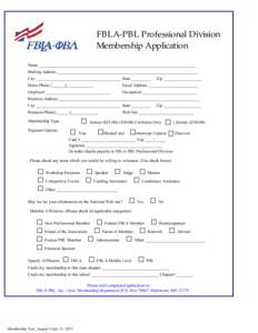 Professional Division Membership Application