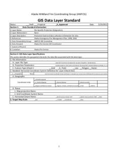 Alaska Wildland Fire Coordinating Group (AWFCG)  GIS Data Layer Standard Status: Section 1: