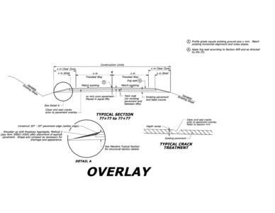3. Profile grade equals existing ground plus x mm. Match existing horizontal alignment and cross slopes. 4. Apply fog seal according to Section 409 and as directed by the CO.  Construction Limits
