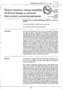 Western boundary current variability off French Guiana as observed from moored current measurements