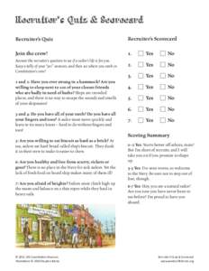 Recruiter’s Quiz & Scorecard Recruiter’s Quiz Recruiter’s Scorecard  Join the crew!