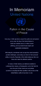 In Memoriam United Nations asdf Fallen in the Cause of Peace