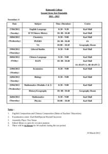 Raimondi College Second Term Test TimetableSecondary 4 Date