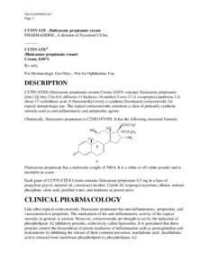 NDA[removed]S-017 Page 3 CUTIVATE - fluticasone propionate cream PHARMADERM., A division of Nycomed US Inc[removed]CUTIVATE®