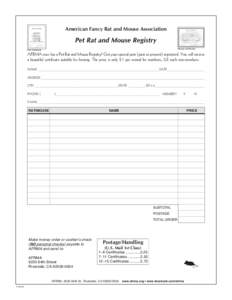 American Fancy Rat and Mouse Association  Pet Rat and Mouse Registry Mouse Certificate  Rat Certificate